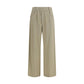 Beige Cotton Casual Pants