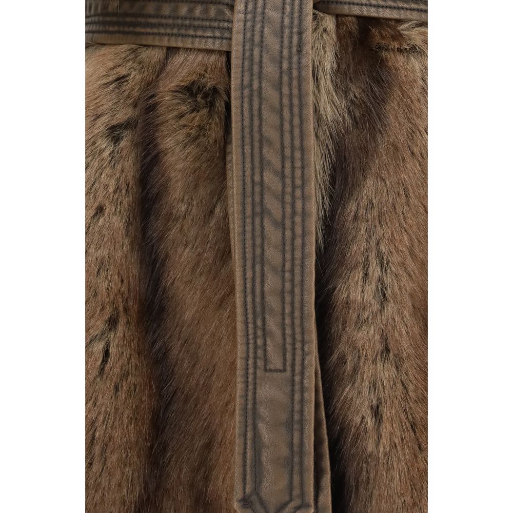 Brown Polyester Sleeveless Jacket