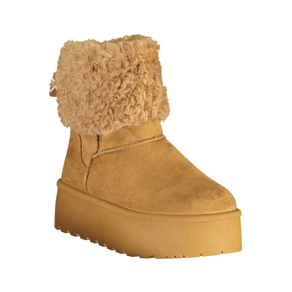 Brown Polyurethane Women's Ankle Boot