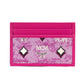 MCM Veritas Vintage Pink Denim Fabric Monogrammed Card Case Wallet