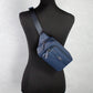 Michael Kors Cooper Small Navy Blue Smooth Leather Double Zip Belt Bag