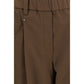 Brown Cotton Casual Pants