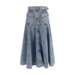 Blue Cotton Midi Skirt