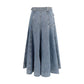 Blue Cotton Midi Skirt