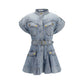 Blue Cotton Casual Dress