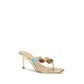 Gold Suede Leather Stiletto Heel Sandals