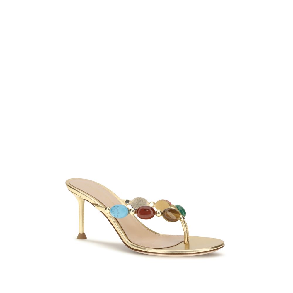Gold Suede Leather Stiletto Heel Sandals