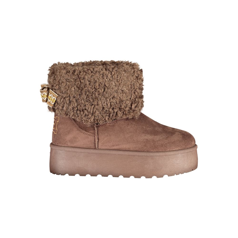 Brown Polyurethane Women's Ankle Boot