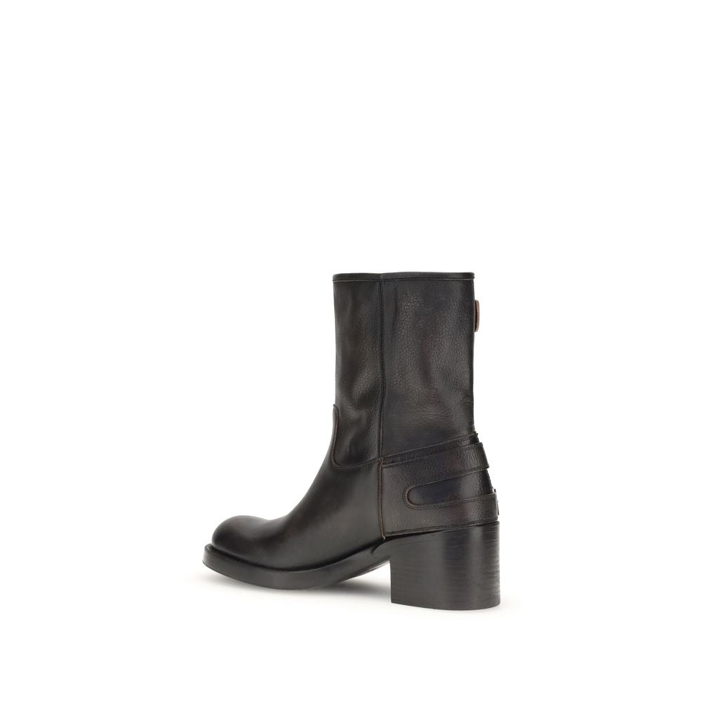 Black Calf Leather Bos Taurus Ankle Boots