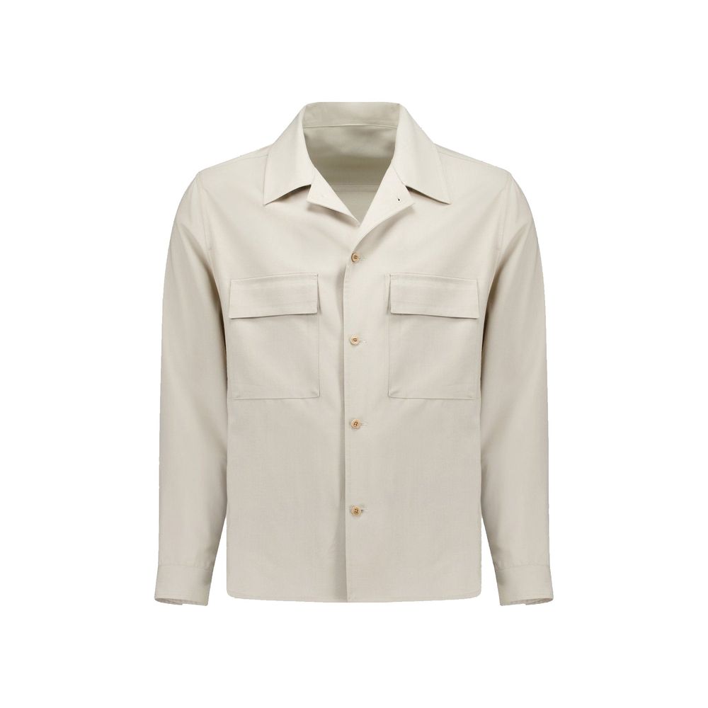 Beige Virgin Wool Shell Jacket