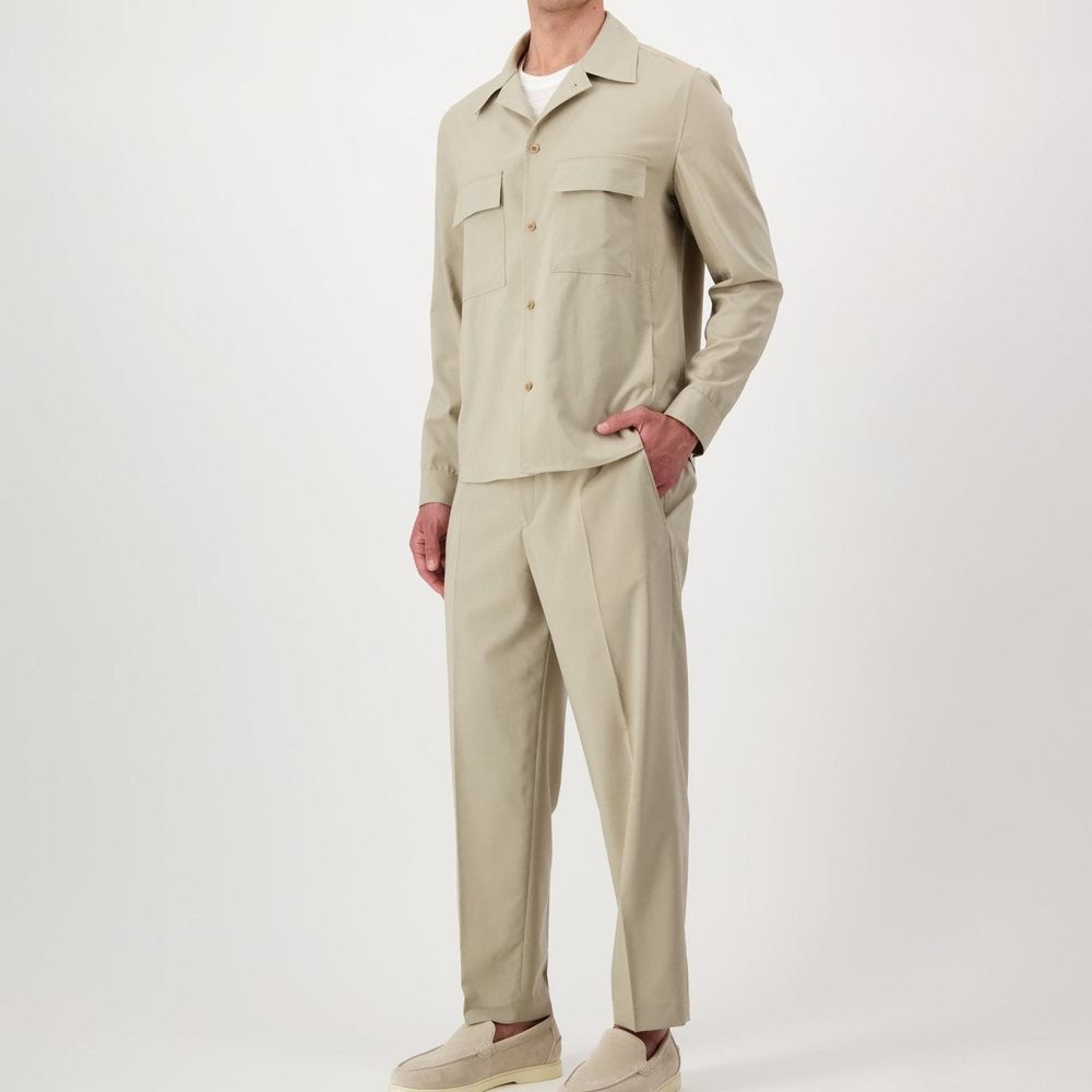 Beige Virgin Wool Shell Jacket