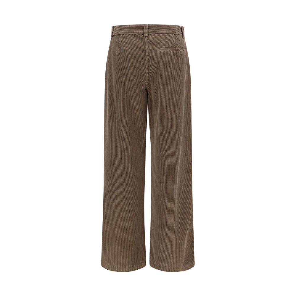 Brown Cotton Casual Pants
