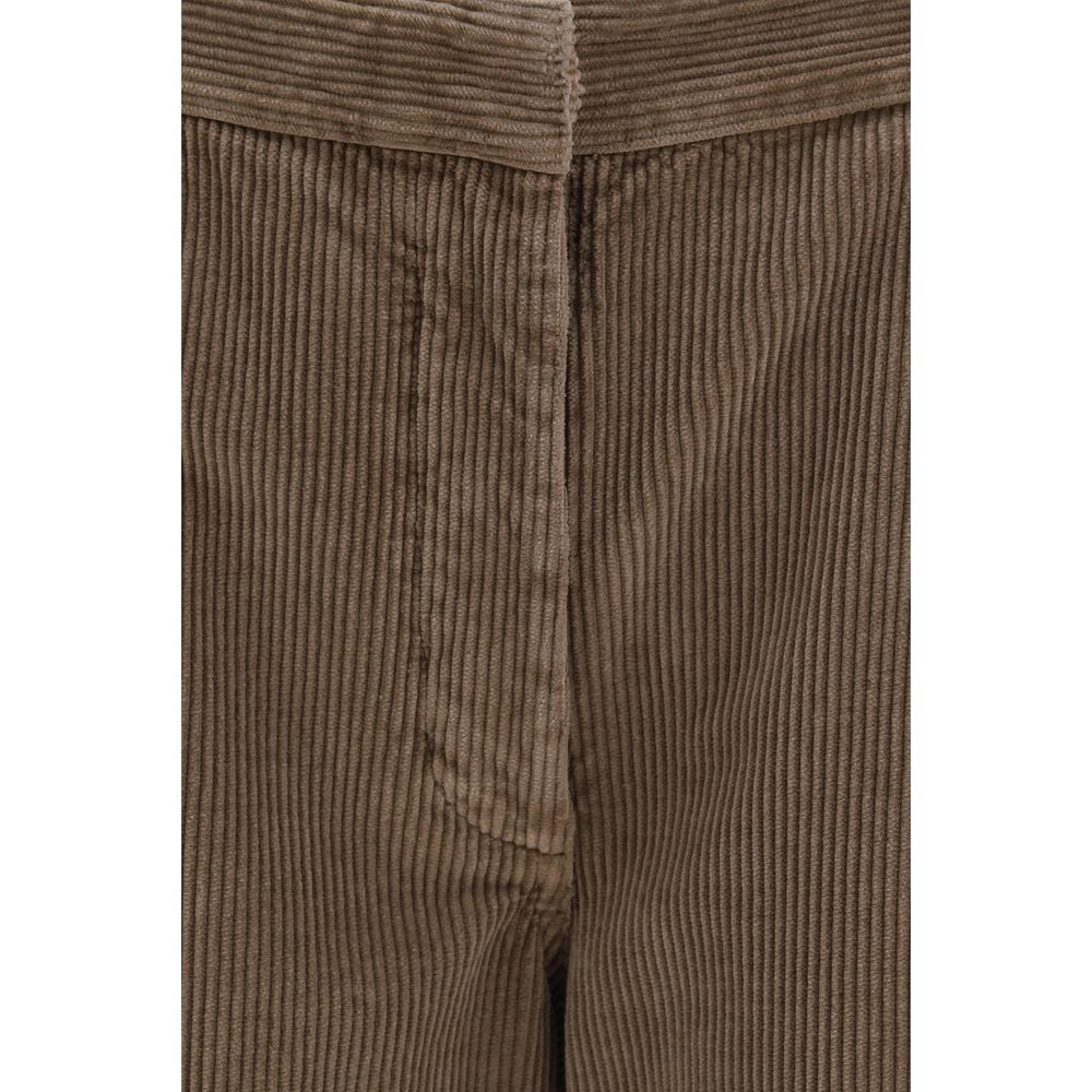 Brown Cotton Casual Pants