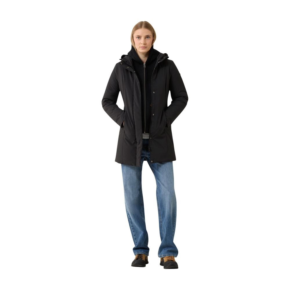 Black Polyester Full-Length Jacket