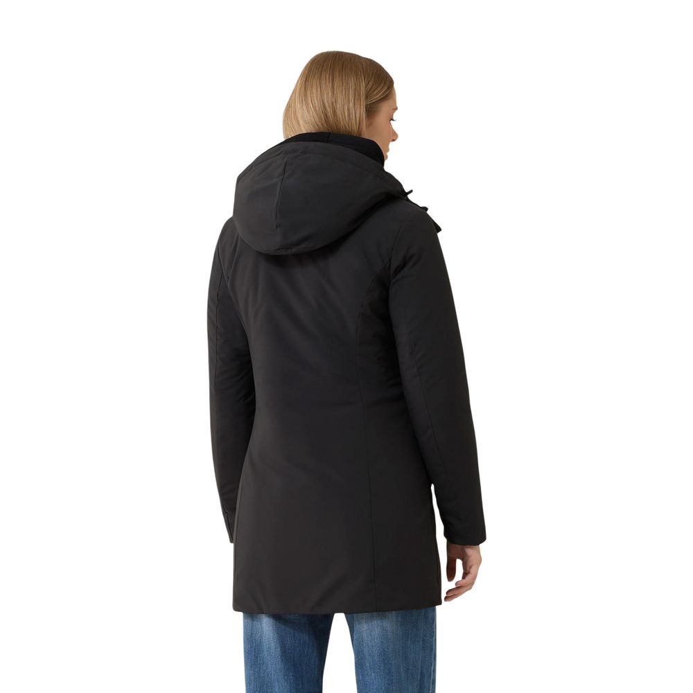 Black Polyester Full-Length Jacket
