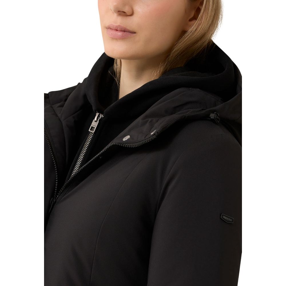 Black Polyester Full-Length Jacket