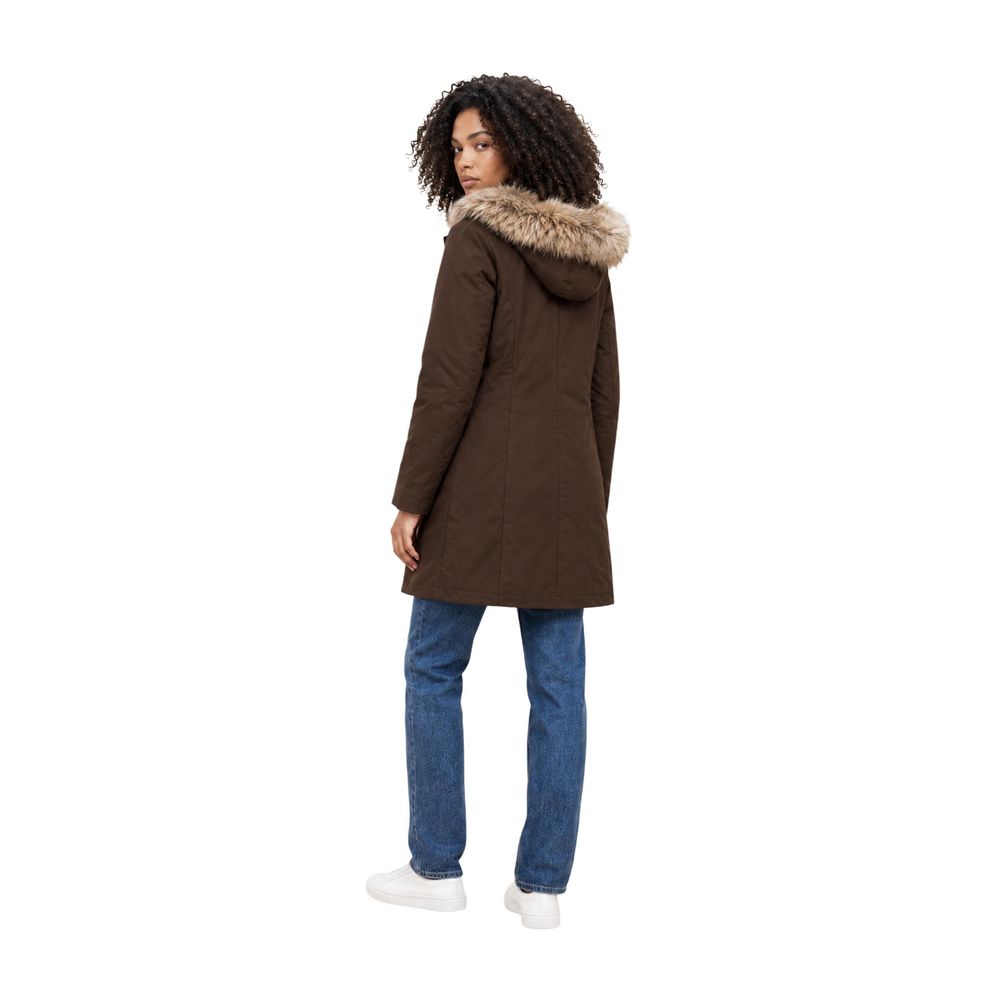Brown Polyester Full-Length Jacket