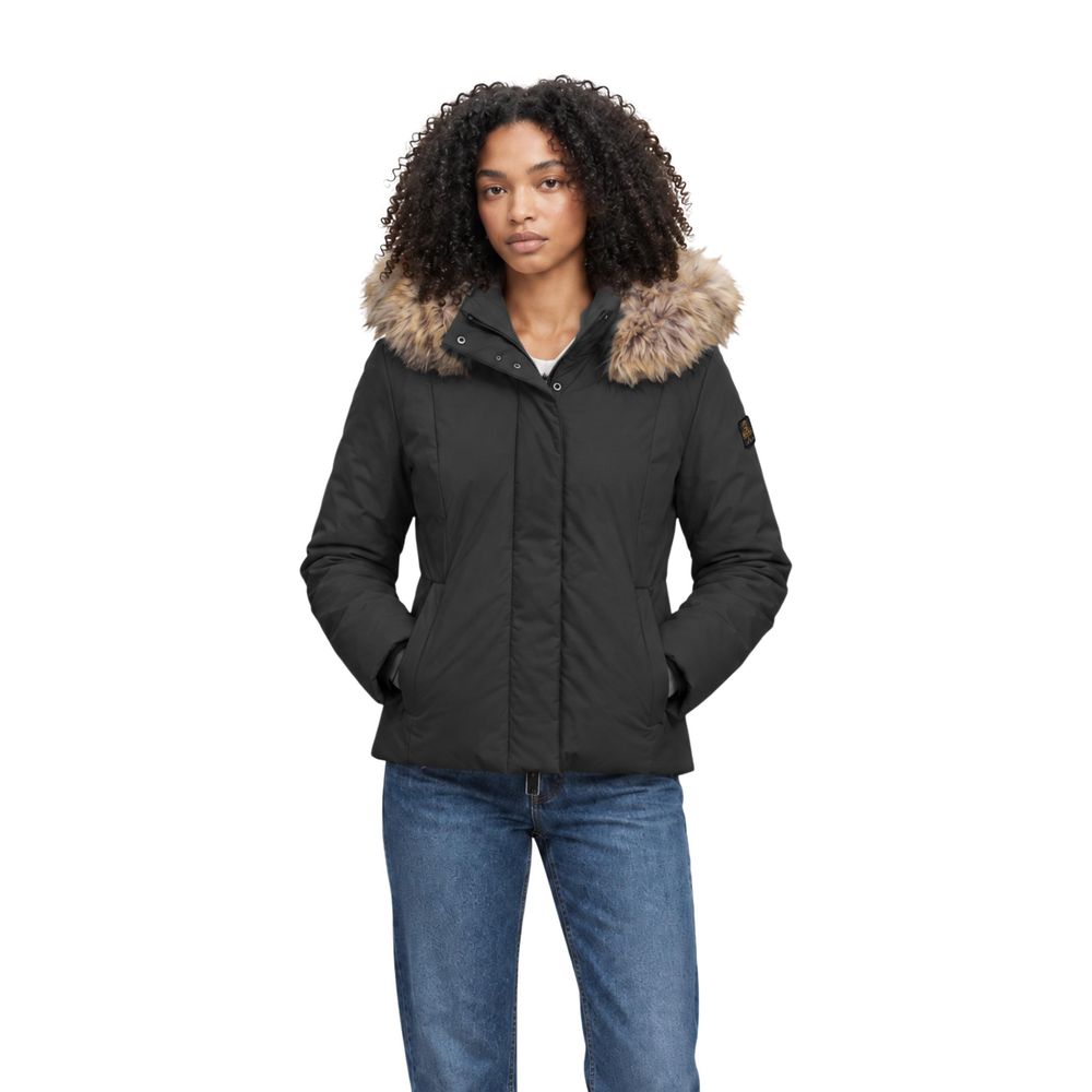 Black Polyester Full-Length Jacket