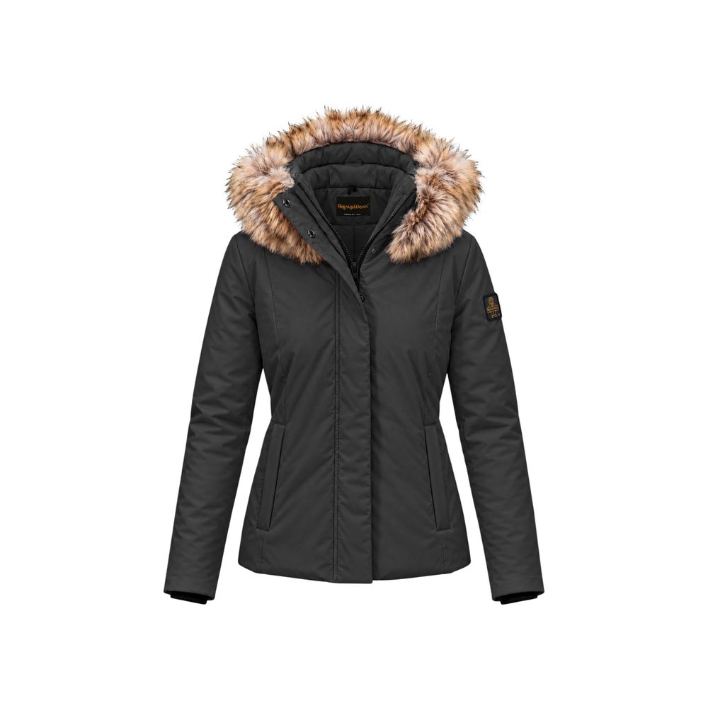 Black Polyester Full-Length Jacket