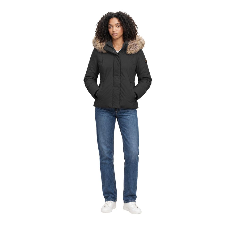 Black Polyester Full-Length Jacket