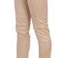 Elegant Cream Low Waist Skinny Trousers