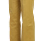 Mustard Mid Waist Tailored Cotton Pants