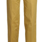 Mustard Mid Waist Tailored Cotton Pants