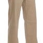 Beige Mid Waist Flared Luxury Trousers