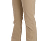 Beige Mid Waist Straight Leg Pants