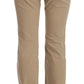 Beige Mid Waist Straight Leg Pants