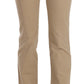 Beige Mid Waist Straight Leg Pants