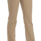 Beige Mid Waist Straight Leg Pants