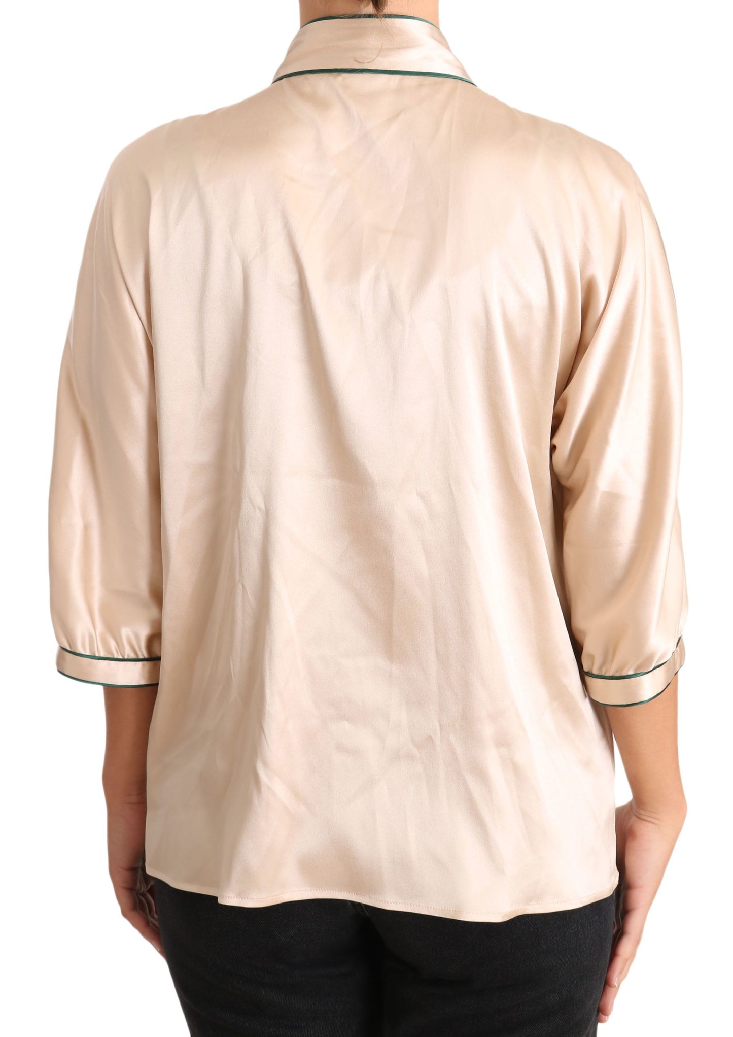 Elegant Beige Silk Blend Blouse Top