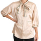 Elegant Beige Silk Blend Blouse Top