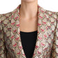 Glittering Gold Floral Sequined Blazer Jacket