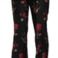 Elegant Floral Print Boot Cut Trousers