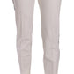 Elegant White Stripe Wool Tapered Trousers