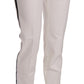 Elegant White Stripe Wool Tapered Trousers