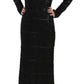 Black Silk Sheath Maxi Dress with Sequins