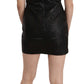 Studded Black Leather Mini Sheath Dress