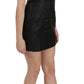 Studded Black Leather Mini Sheath Dress