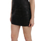 Studded Black Leather Mini Sheath Dress