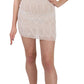 Chic Beige Embellished Silk Mini Dress