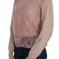 Elegant Pink Lace Boat Neck Blouse