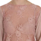 Elegant Pink Lace Boat Neck Blouse