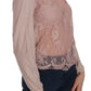 Elegant Pink Lace Boat Neck Blouse