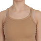 Beige Cotton Spaghetti Strap Tank