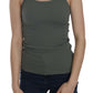 Elegant Round Neck Sleeveless Green Cotton Blouse