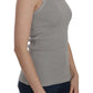 Elegant Sleeveless Grey Cotton Blouse