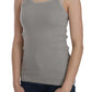 Elegant Sleeveless Grey Cotton Blouse